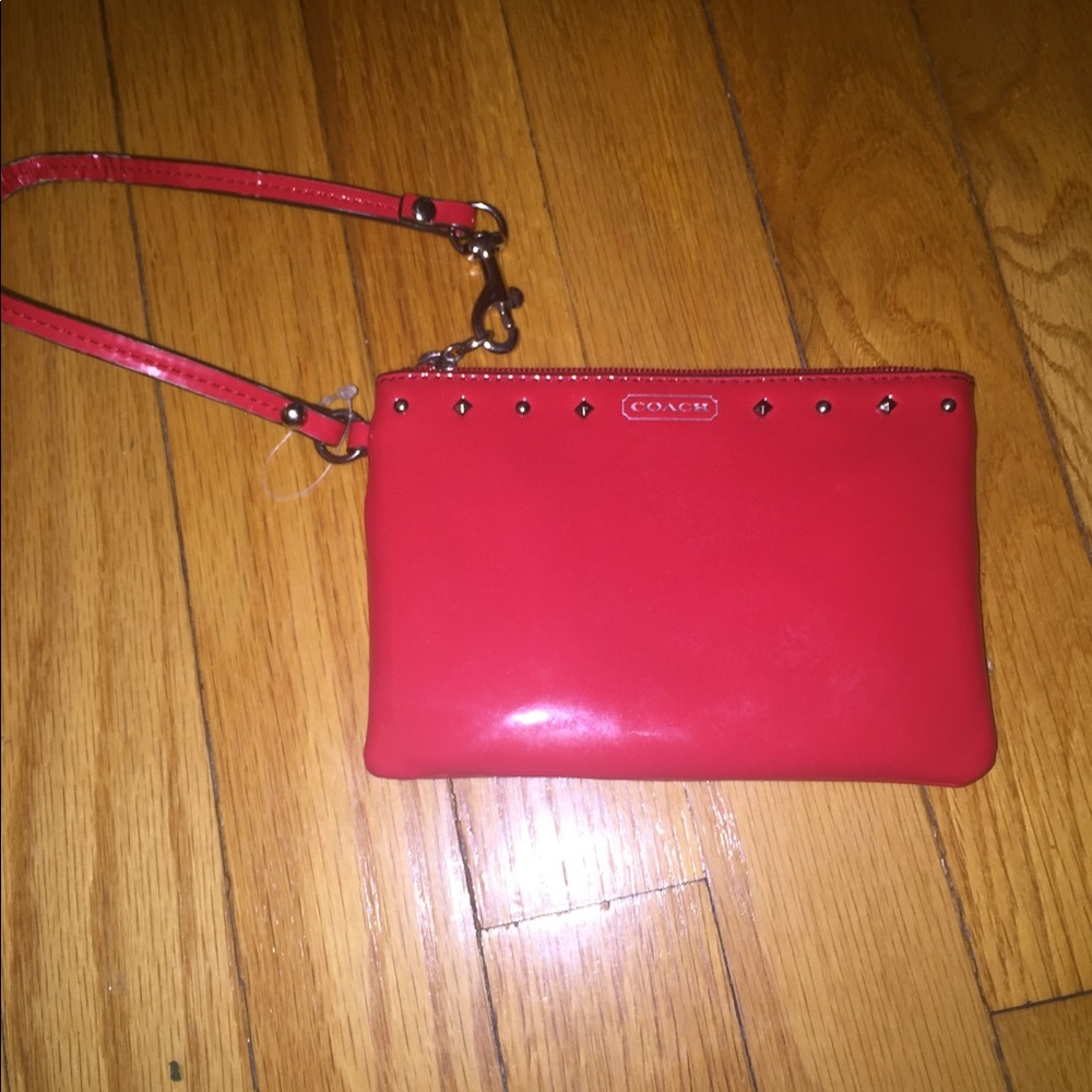 Red Studded Coach Wristlet